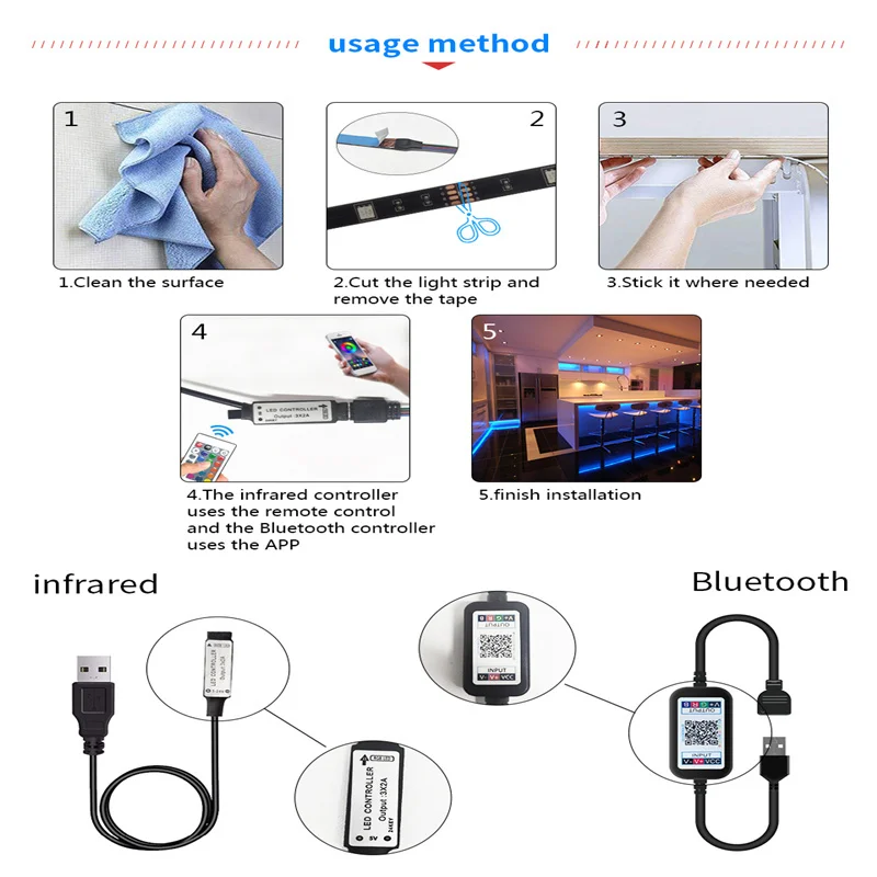 Christmas Decoration Background APP Control RGB Back Backlight USB LED Smart Strip Lights For TV Backlit Computer Screen Game