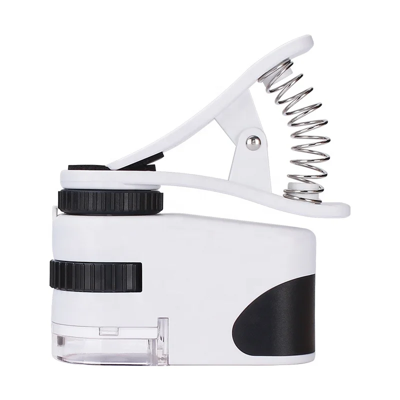
60X Mini Mobile Phone Clip Pocket Microscope Loupe Glass With Led UV Light 