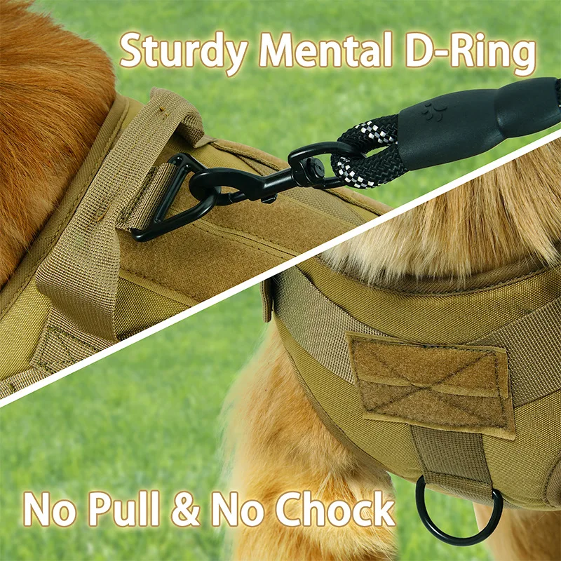 High Quality Tactical Dog Harness with Metal Buckle Hook and Loop Panel Working Dog MOLLE Vest Factory Wholesale