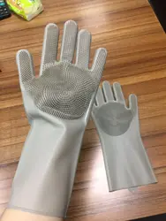 Multipurpose Kitchen Cleaning Gloves with Scrubber- Heat-resistant Silicone Dishwashing Gloves