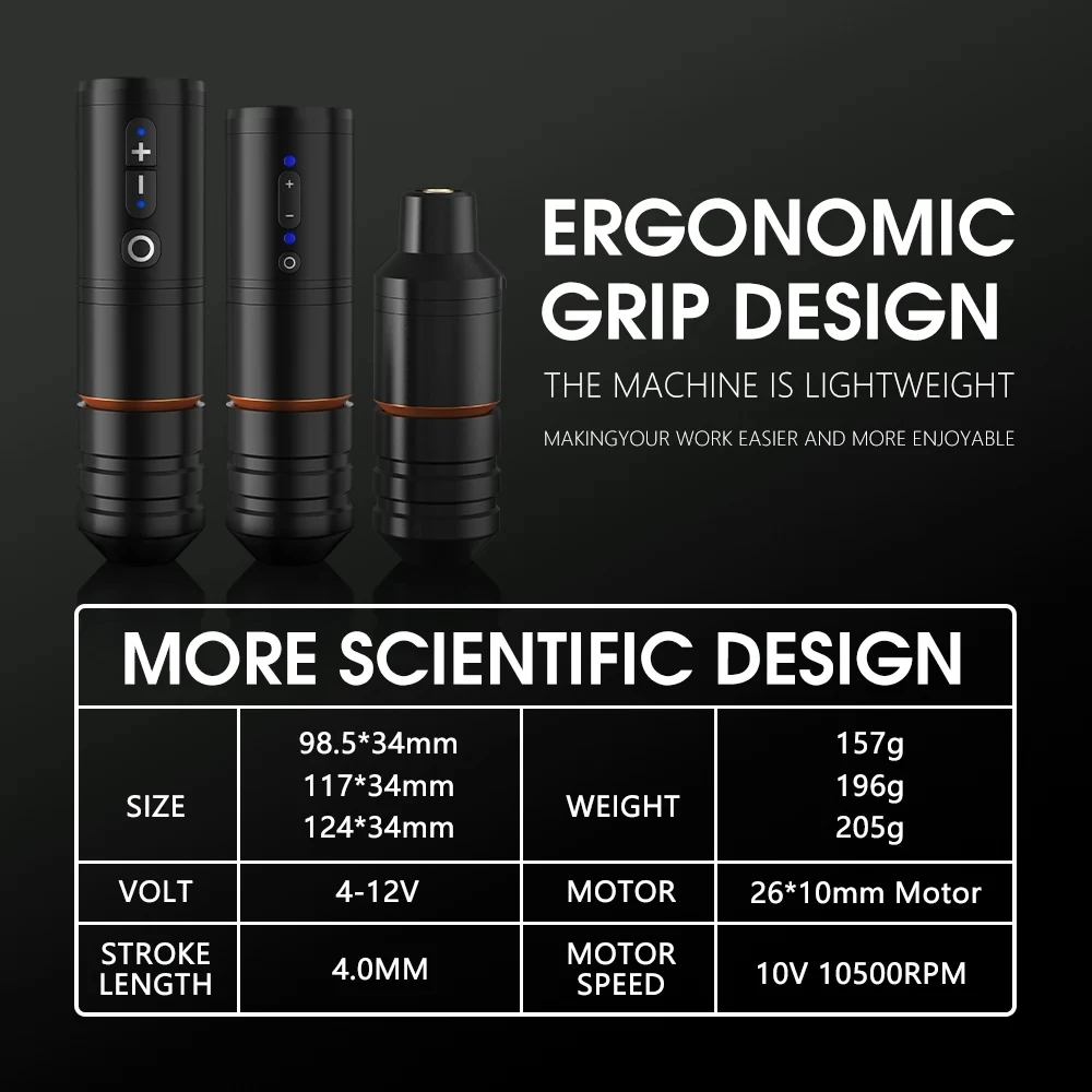 Ambition Ninja Pro 2400mAh Battery Professional Wireless Rotary Tattoo Pen Machine Complete Full Set Kit for Body Art