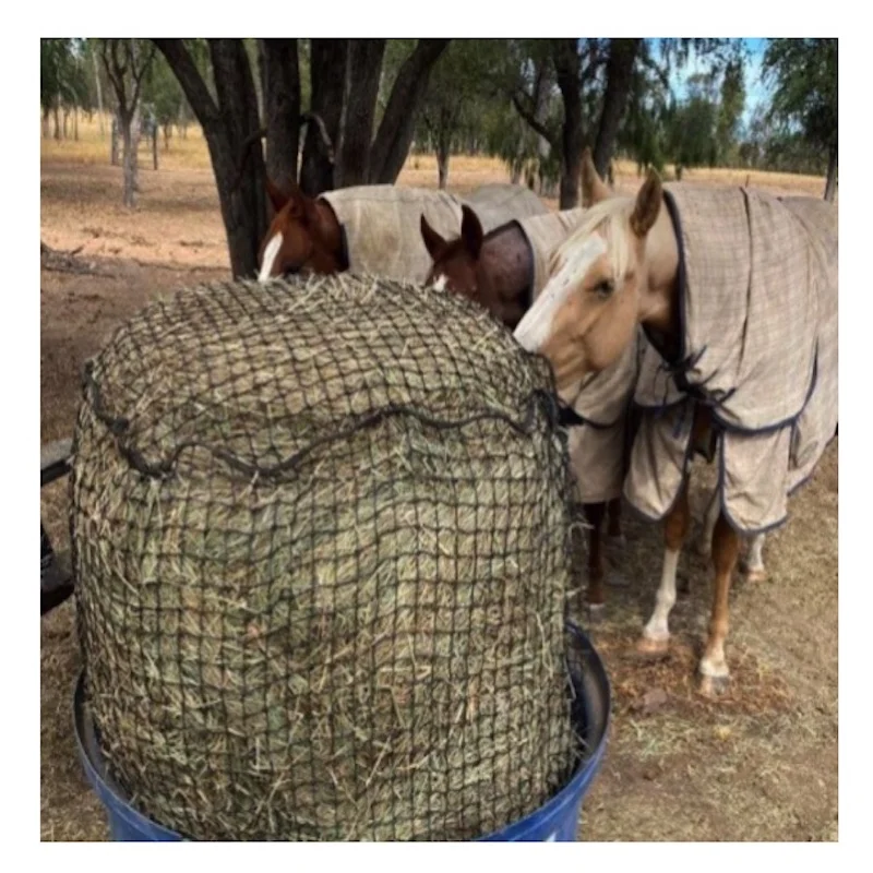 42 inch Long Slow Feed Hay Net for Horses/ 2 * 2 inch Holes Mess with Nylon Rope Hanging (Black)