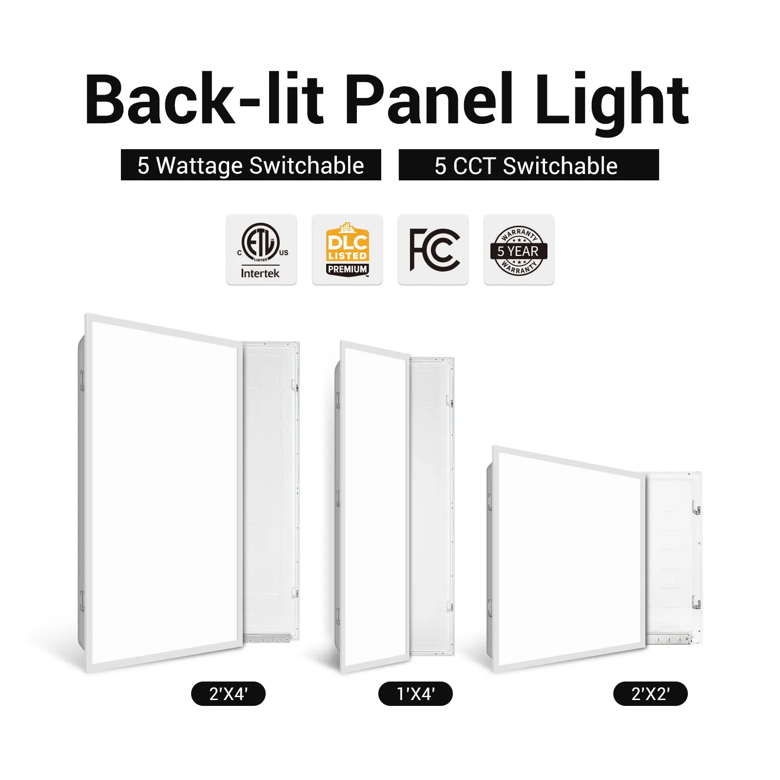 5CCT Tunable 130lm/w Back Lit Recessed LED Light Panel High Lumen 125-130lm/w Square Ceiling Backlight LED Panel Light