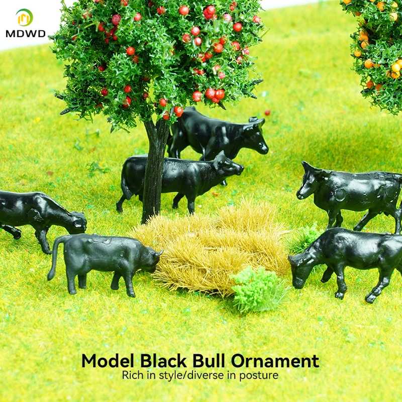 Model Trains Railway HO Scale 1:87 Model Black Cow Animals Painted Figures Train Layout Diorama