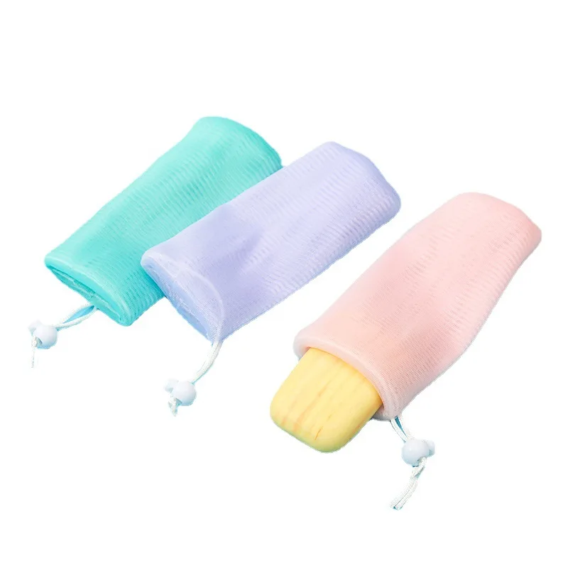 Exfoliating Foaming Net Mesh Cleanser Mesh Soap Bag Bath Drawstring Holder Bag With Drawstring Portable Soap Mesh Pouch