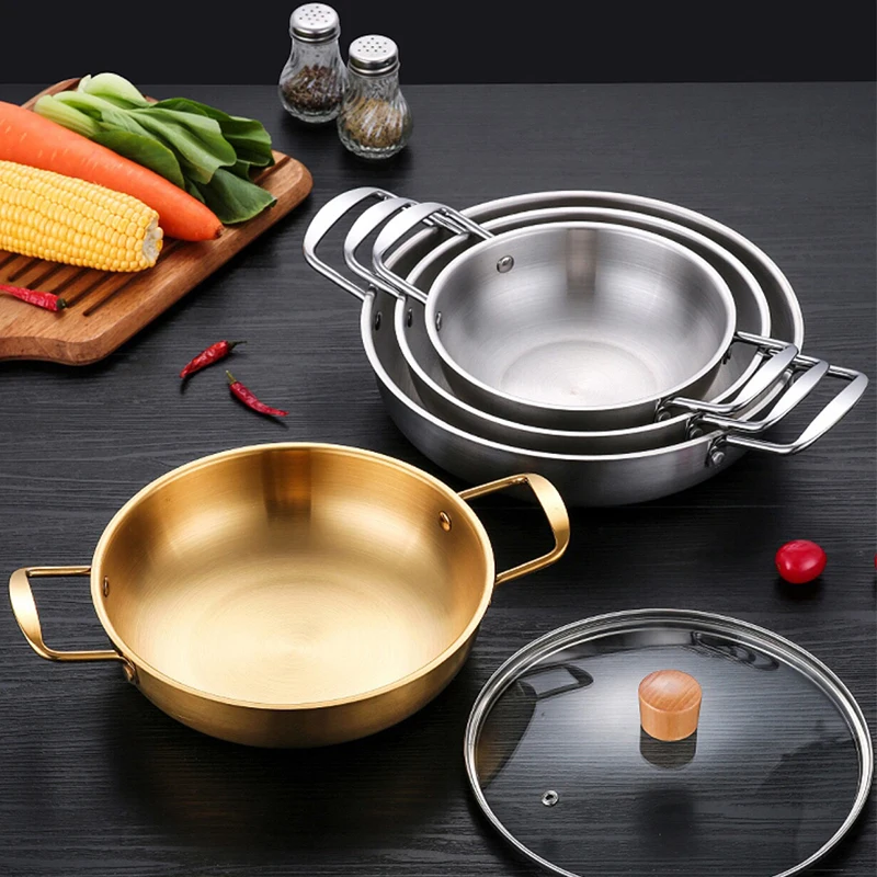 Noodles soup stock pasta ramen pot for crayfish cooking 201 stainless steel hotpot seafood dry pot paella pan