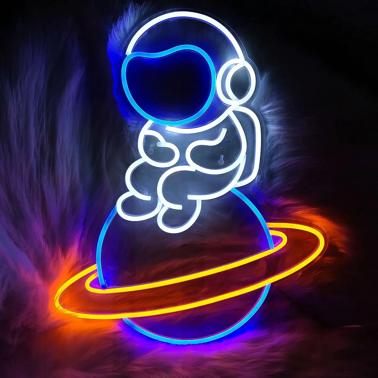 Weicao Lonely Astronaut sitting on Planet Neon Sign Dimmable USB 5V LED Space Man Neon Signs Light Kids Teens Gift
