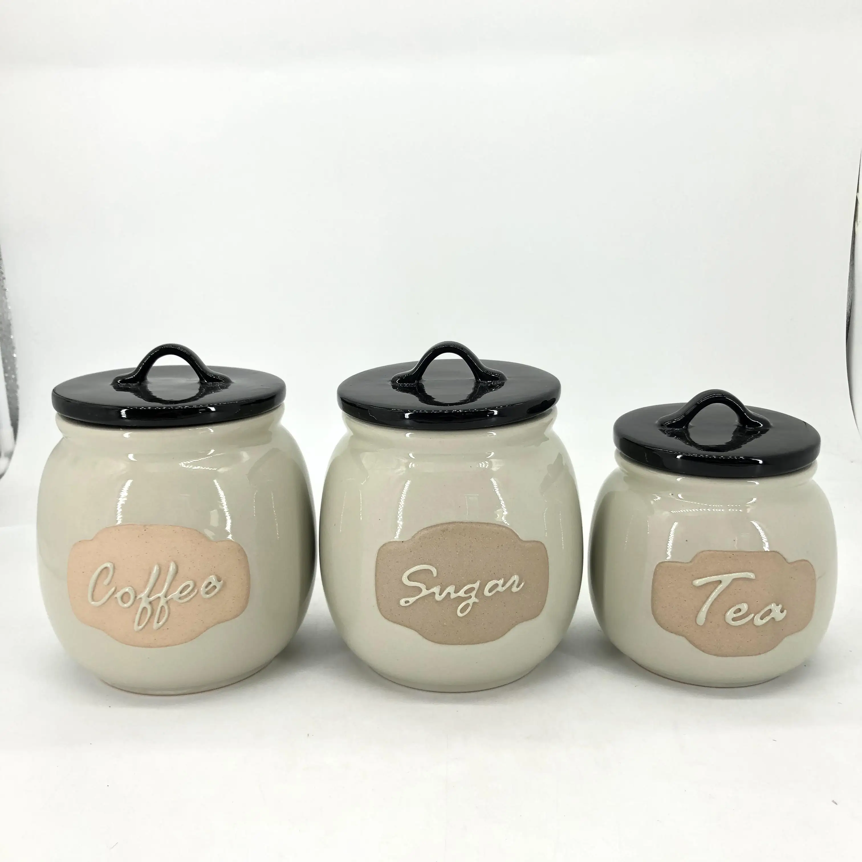 Custom Logo Ceramic Kitchen Cookie Candy Storage Container Porcelain Coffee Tea Sugar Food Storage Jar With Lid