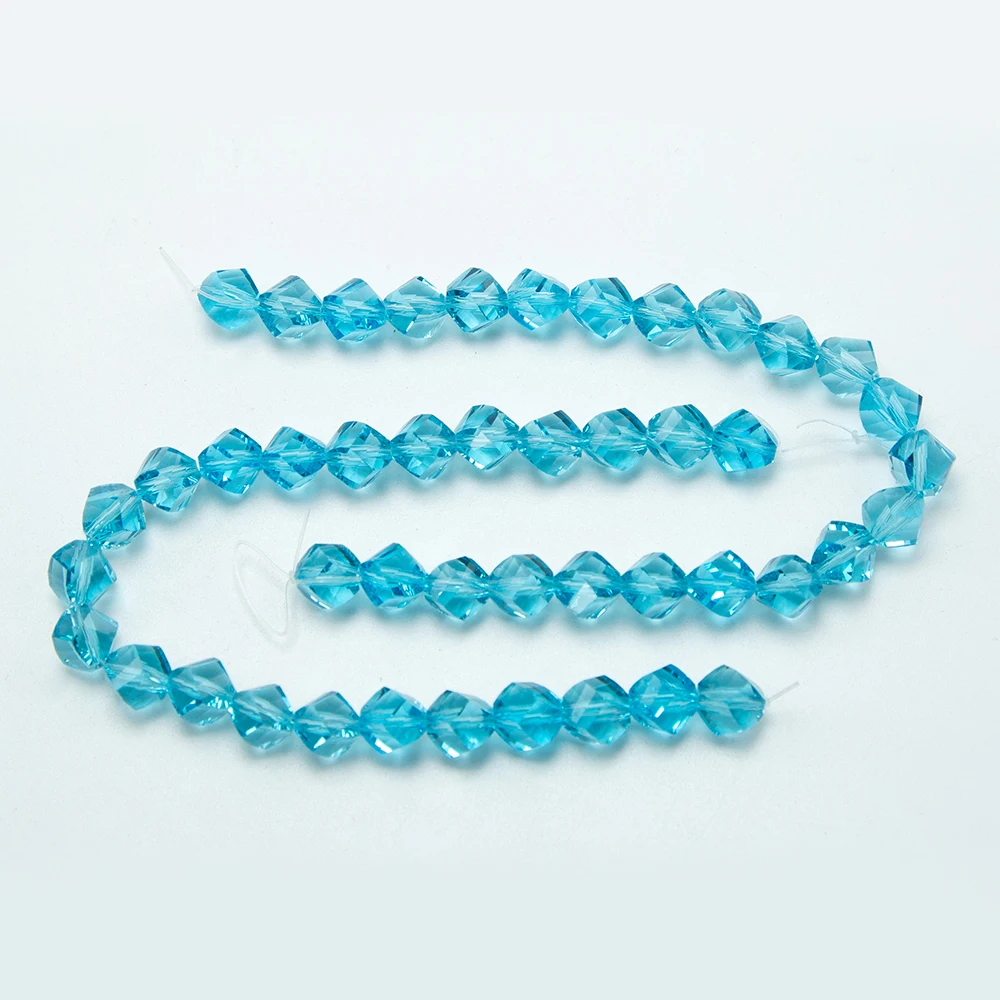 8mm Blue Glass Beads Faceted Twist Beads for Jewelry Making