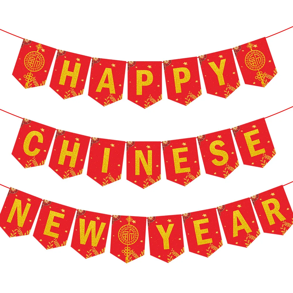 2023 Chinese New Year Banners Flags CNY Party Decorations for Rabbit Spring Festival Pendant Paper