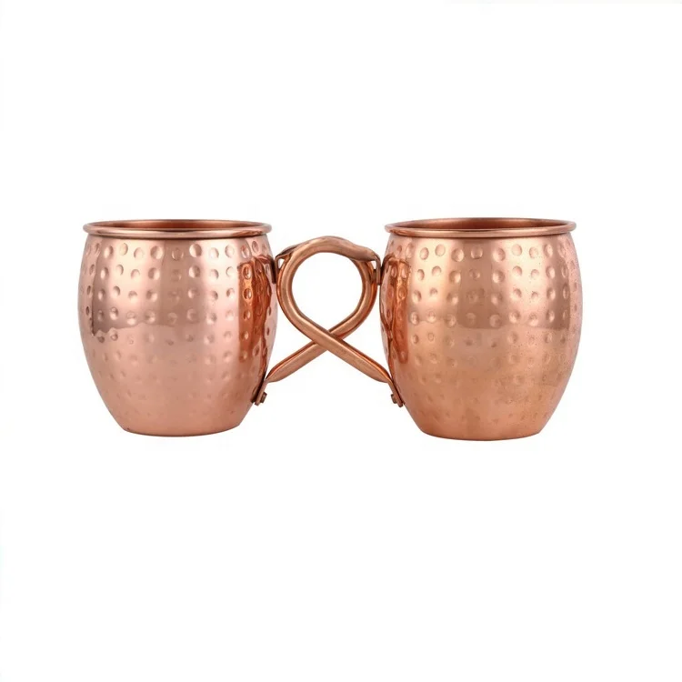 16 oz Genuine Copper Moscow Mule Mug 200ml/1L Capacity Hammered Real Solid Cup High Thermal Steel Metal Perfect Drinking Gift