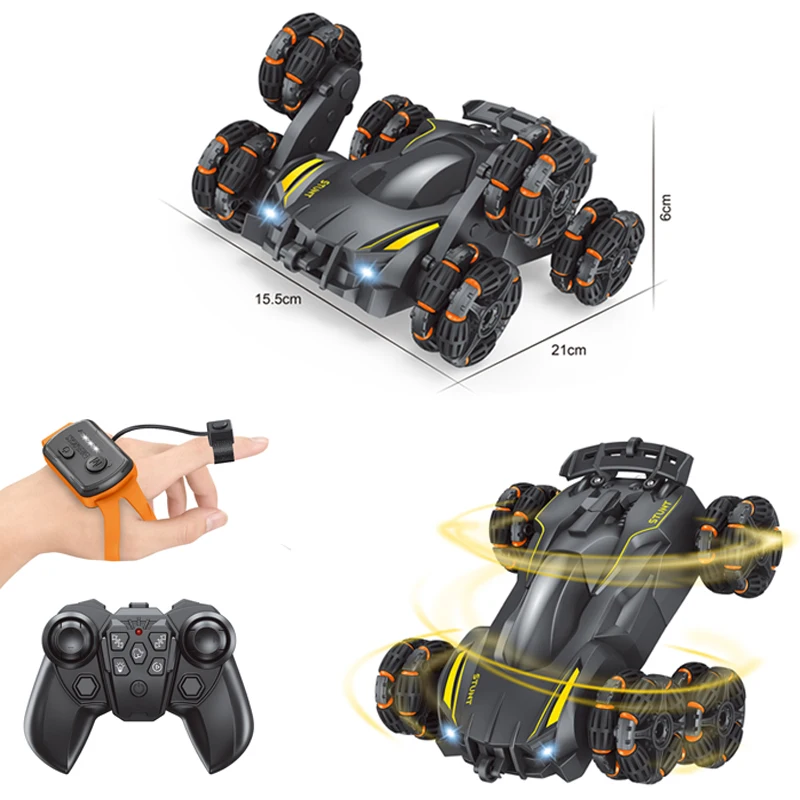 2024 New Remote control 6 wheel swing arm stunt car with watch remote control with lights music toy car