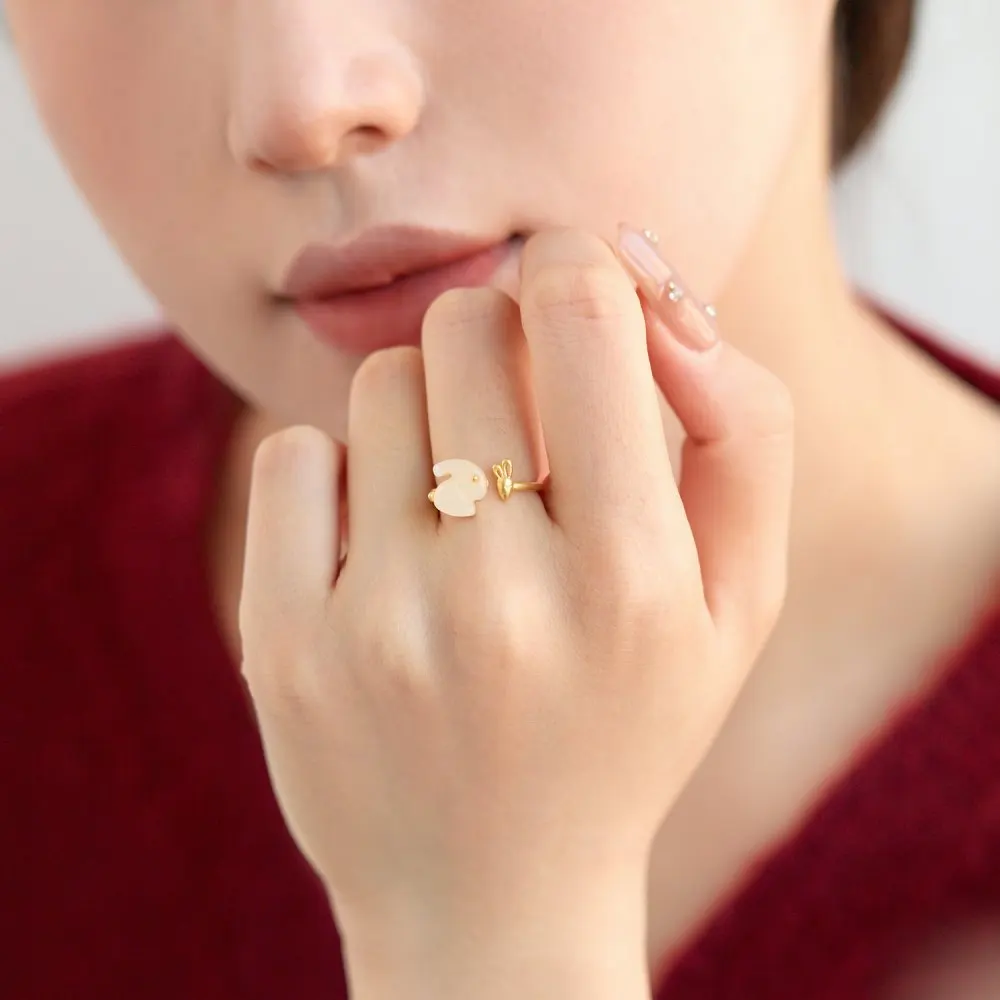 Dylam 2023 New Year Unique Design Ins 925 Sterling Silver Ring Animal Rabbit Shape Engagement Finger Rings For Women Jewelry