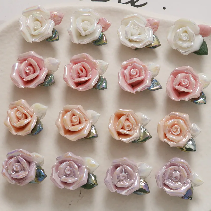 17*22mm Colorful Rose Flower Ceramic Charm Beads Porcelain Spacer Beads For Necklace Bracelet DIY Jewelry Making Handmade