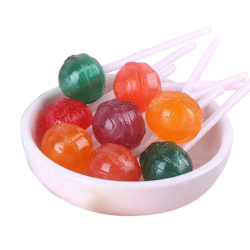 Colorful Fruit Flavours Lollipop Mixed Fruit Round Lollipops Sweet Candy Fruit Lollipops