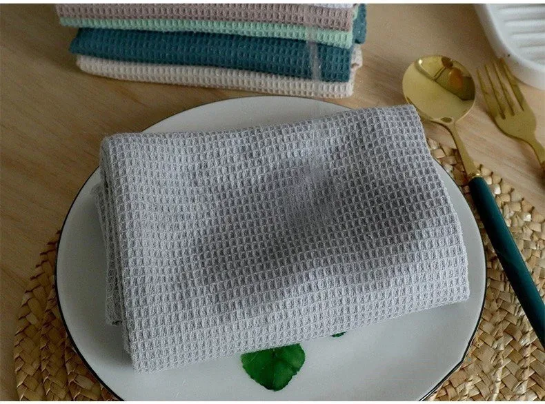 Customized linen feel napkins kitchen Towel 100% organic Cotton Waffle tea Towel table mat towel