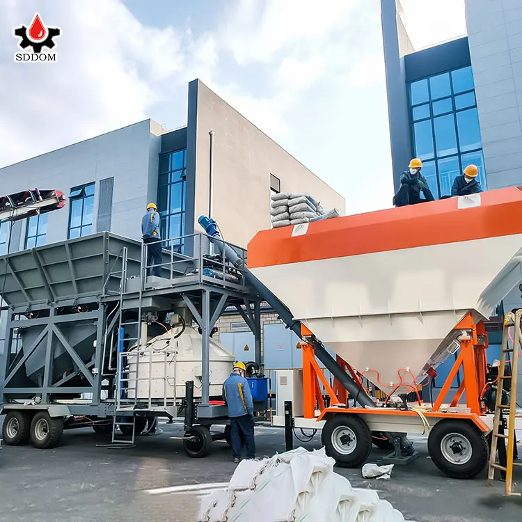 concrete batching plant trailer type mini mobile ready mixed concrete mixing plant machine low price