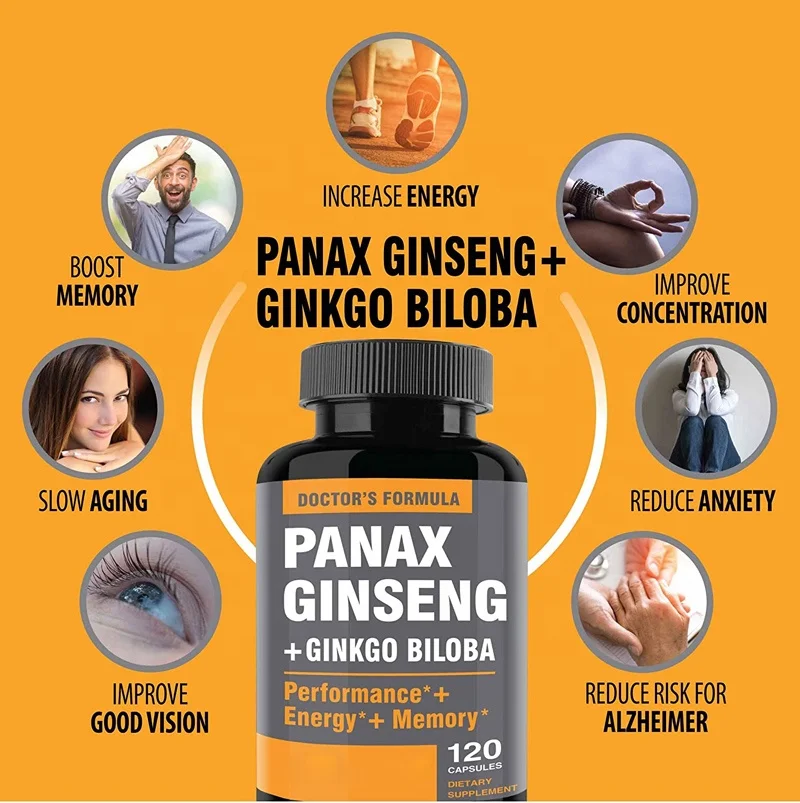 Private label High Quantity Authentic Chinese red panax ginseng Root extract Capsule Energy and Focus Pills for Men and Women