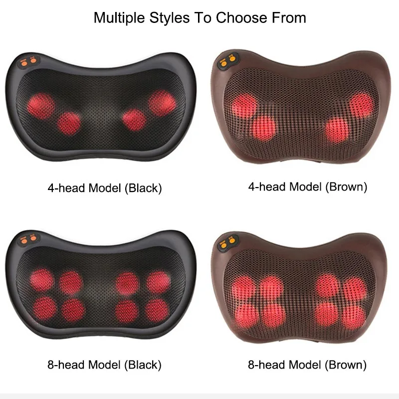 Neck Massage Pillow Heating Car Pillow Back and Neck Massager Shiatsu Vibrating Headrest Head Cervical Pillow