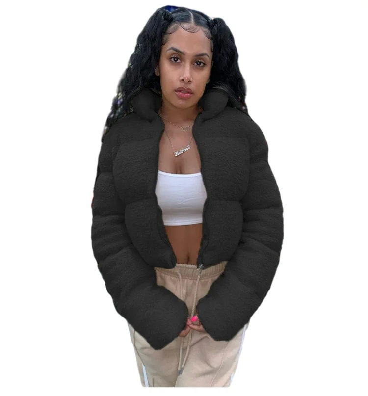 Women Winter Jackets And Coats 2021 Long Fleece Cropped Candy Women fuzzy Bomber Jackets Coats For Ladies Fur Coat