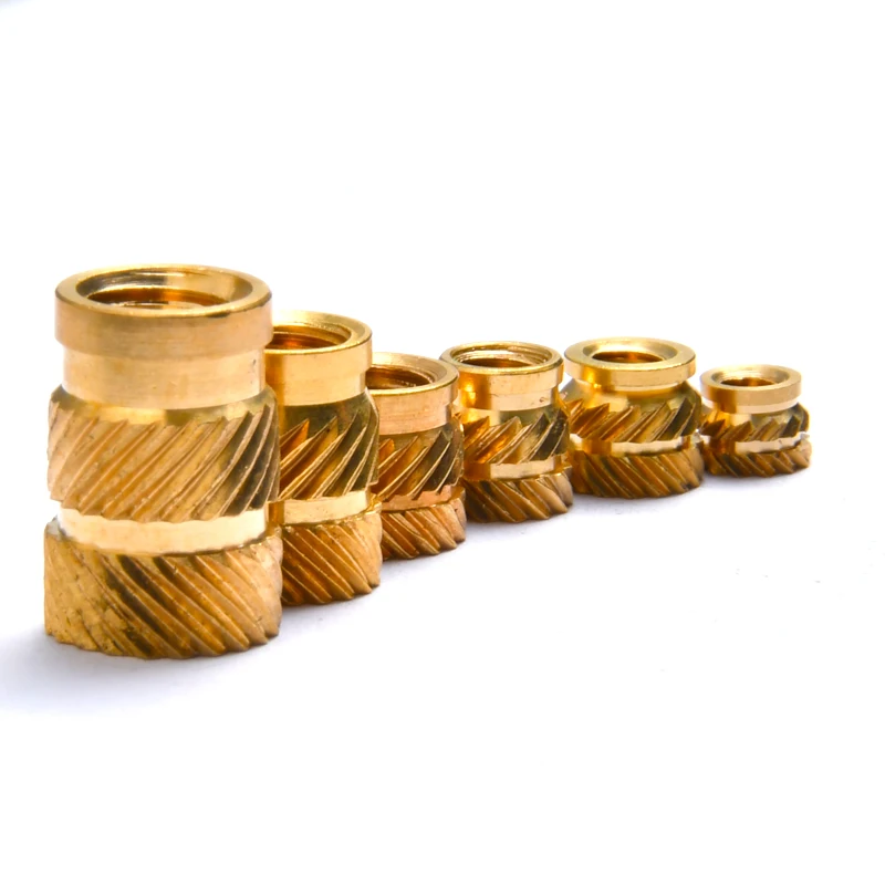 OEM Hot sales M2 M3 M4 M5 M6  threaded insert brass nut copper knurled nut Hot melt embedded nut for plastic