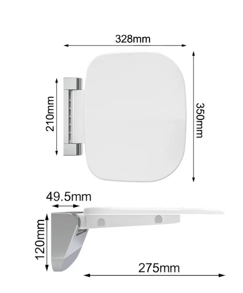 Hot Sells Bathroom White Wall Mounted Folding Shower Seat Uf Urea Wall Mounted Foldable Shower Seat