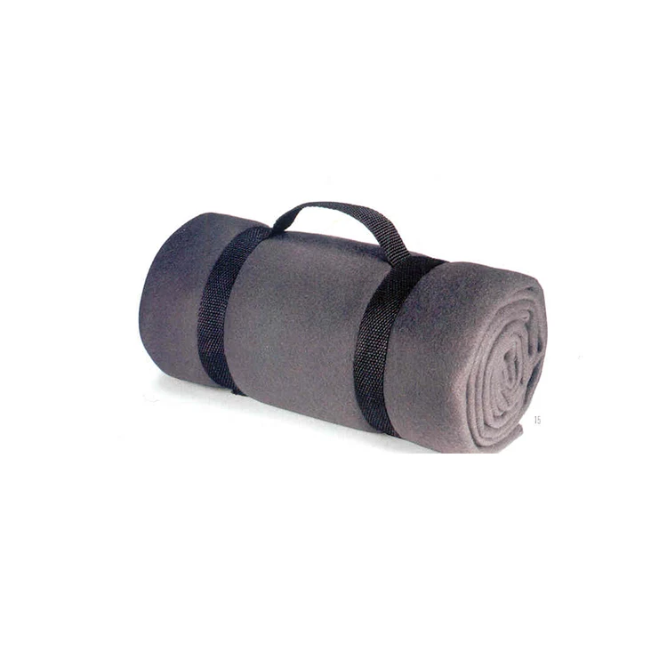 Customized logo Easy to carry high quality fleece roll up fleece Blanket with Handle