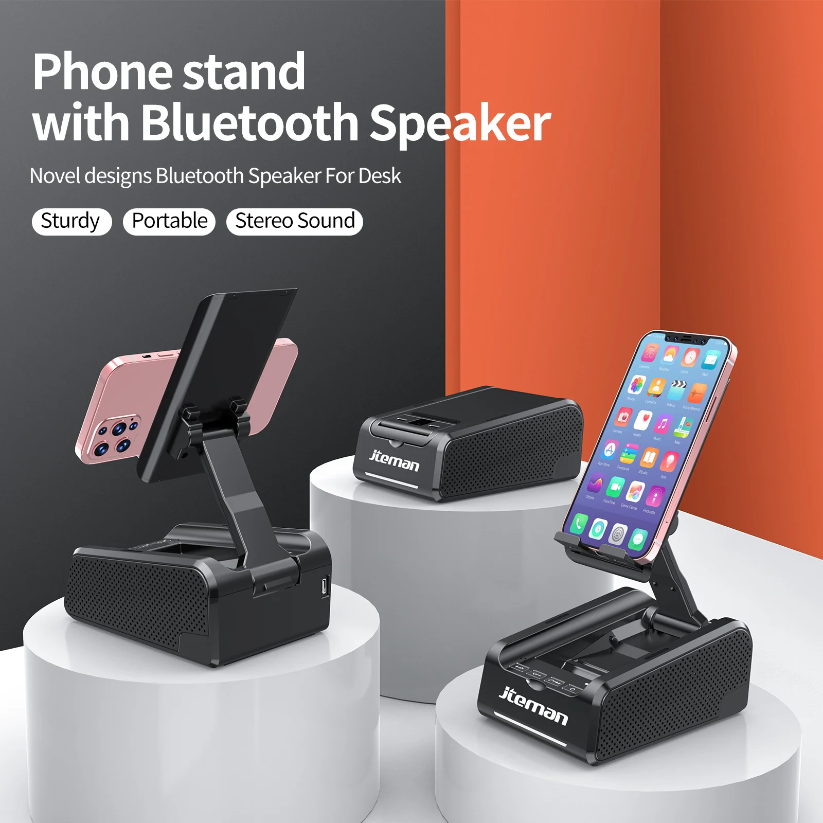2023 Newest Arrivals Portable Mini 2 in 1 Table Mobile Phone Bluetooth Speaker Stand Holders