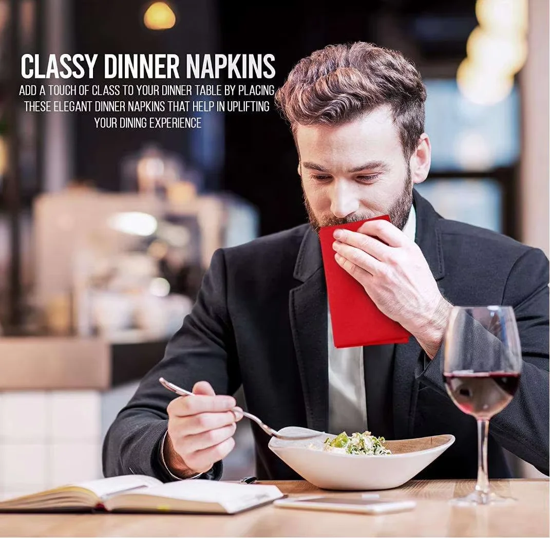 Wholesale New Design Red Highly Absorbent Cloth Table Tissue Napkin for Restaurants Events Everyday Use Weddings Parties