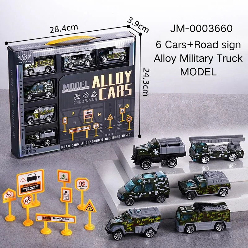 PANDAS 1:64 Small Mini Alloy Car 14pcs Free-wheel Metal Vehicle Metal Truck Plastic Sliding Diecast Model Car Toy Set