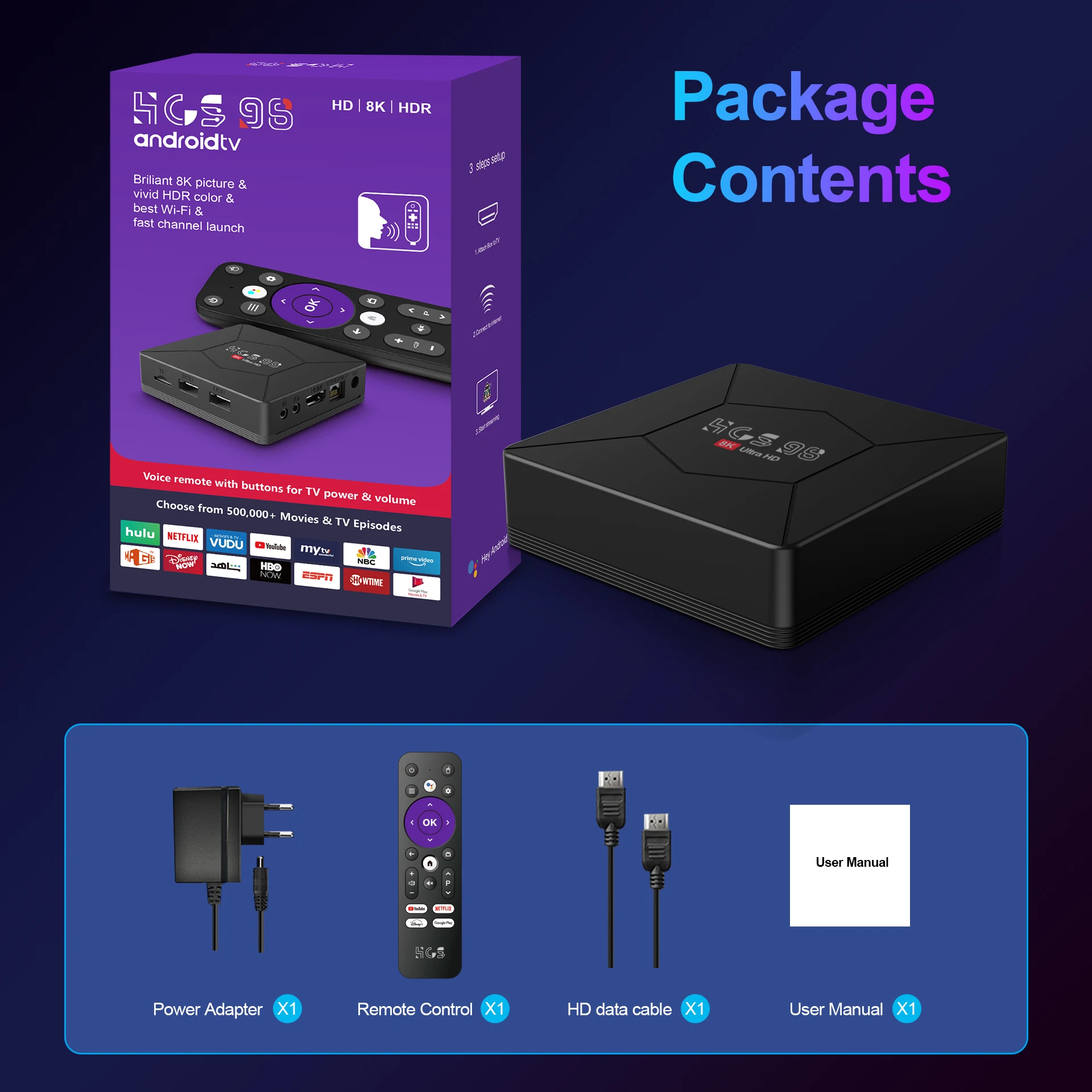 2024 New! High quality TV Box Android HCS98 mini 5G WIFI set-top box android 8k smart bluetooth remote control android tv box