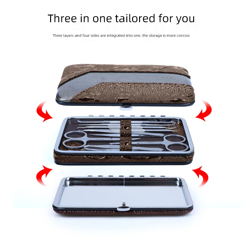 Logo custom High quality manicure set stainless steel finger nail clipper Nails tools grooming kit