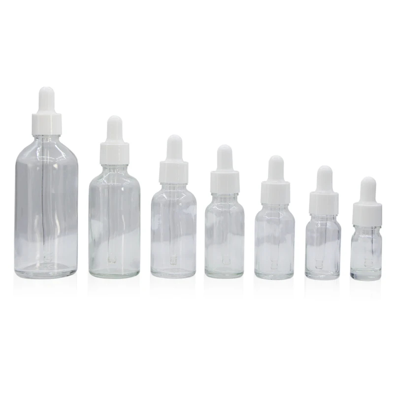 100ml transparent clear square essential oil glass dropper bottle with clear lid
