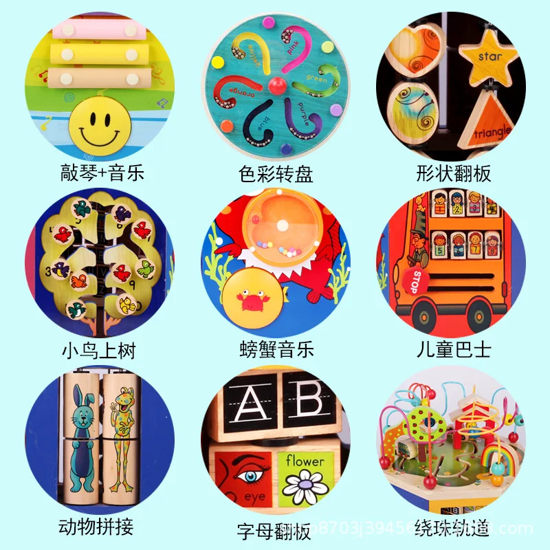 2024 New Style Create Your Own Design Wooden Large Beaded Game Xylophone Montessori Kids Sensory Training Interesting Busy Board