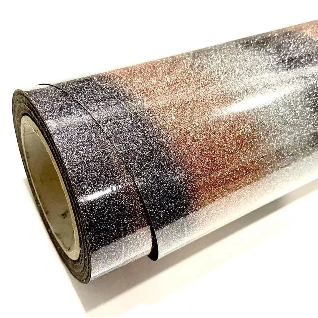 Rainbow Glitter HTV, Shiny Mixed Color Heat Transfer Vinyl , for t shirts, clothing, bags, and shoes, whole roll