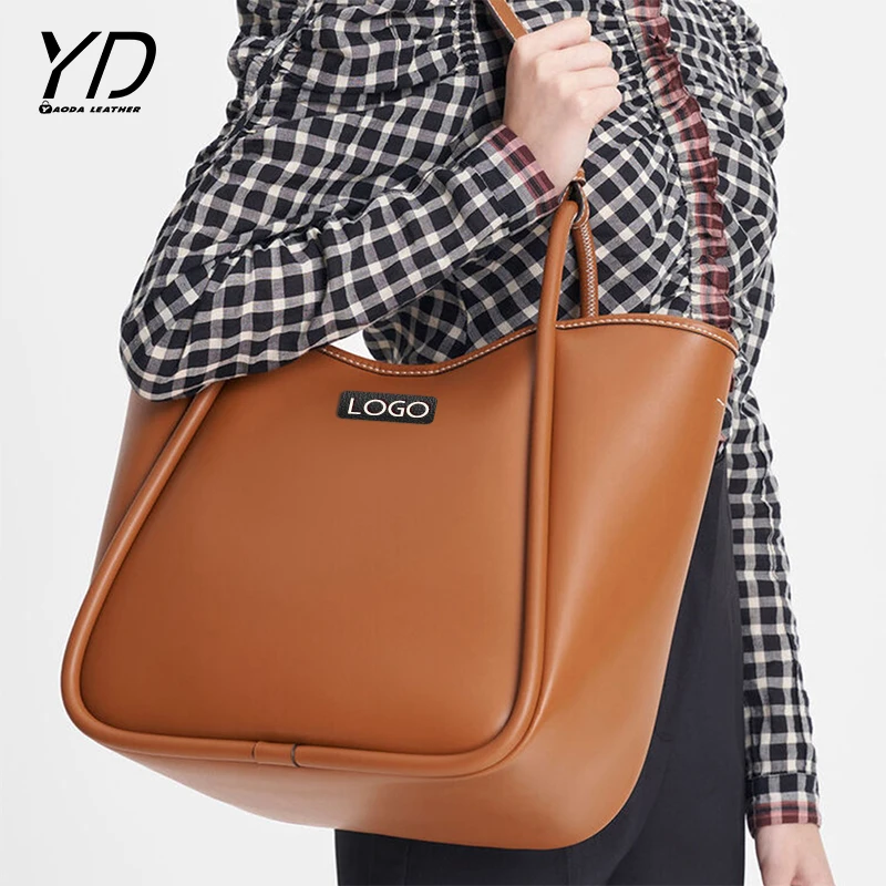 Women Fashion Handbags Clutches Vegan Leather Handbag Custom Logo Large Shoulder Bag Tubular Slouchy Tote Bag