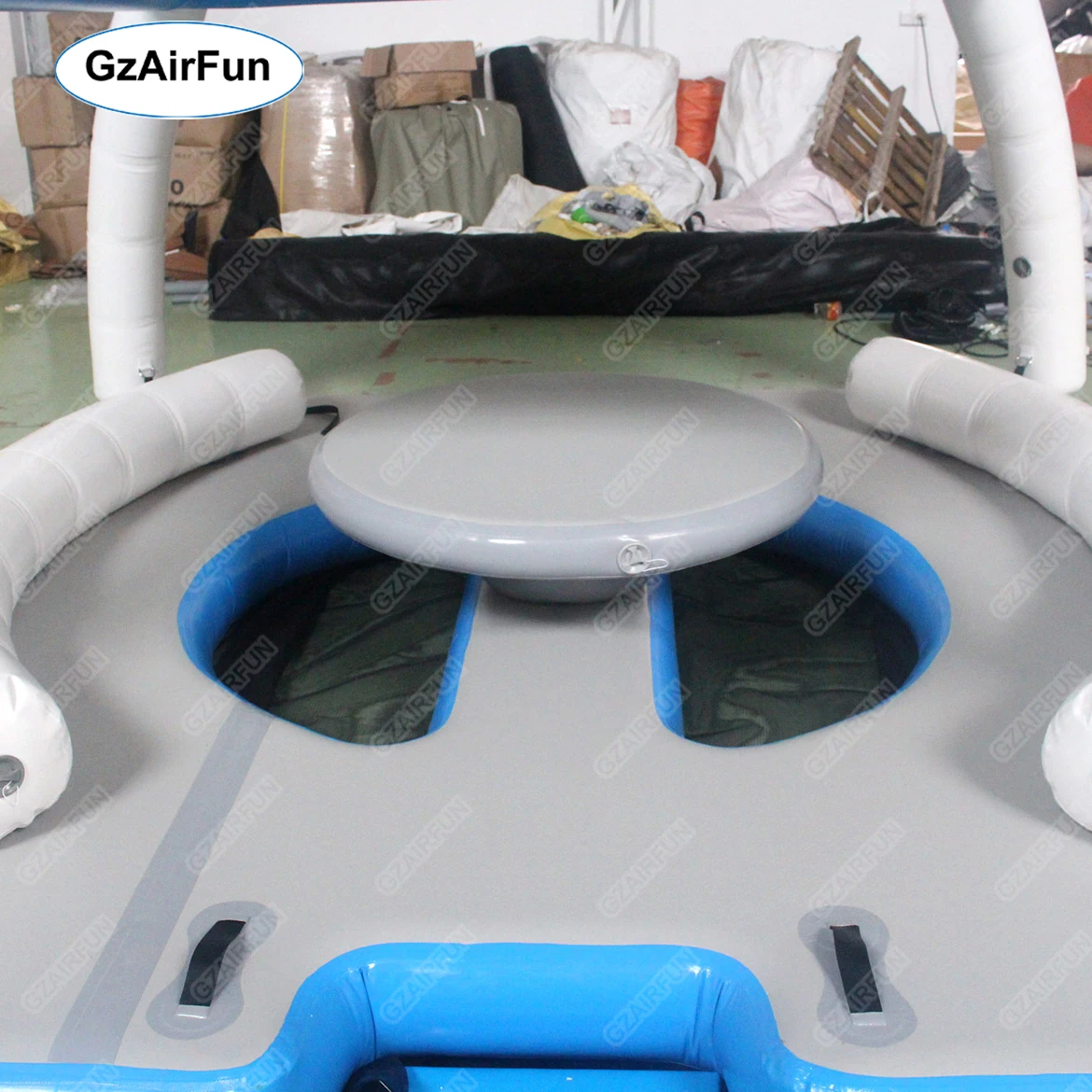Leisure floating island inflatable floating dock with tent on inflatable water platform