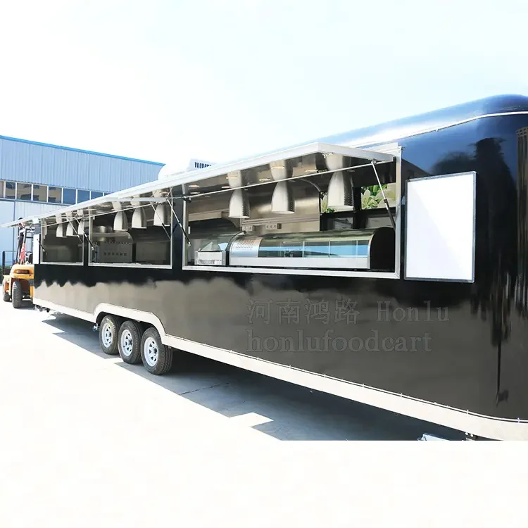 big size Multifunctional black mobile caravan food truck remolque food truck usa