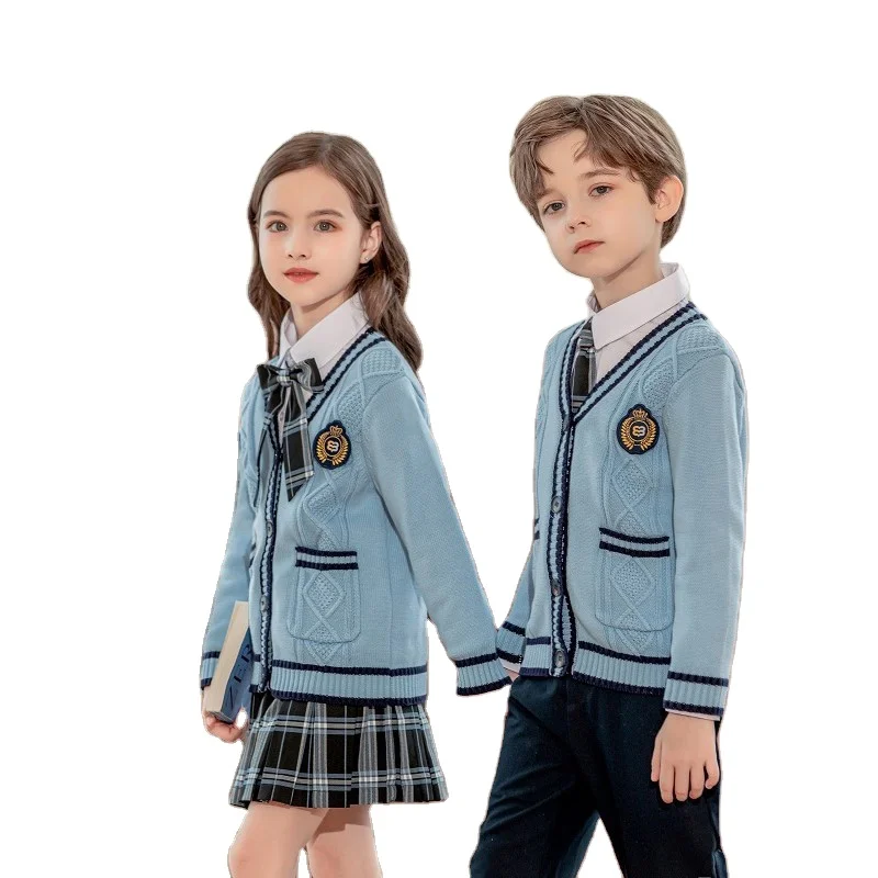 Fashion High School Uniforms Designs For Girls And Boys Light Blue School Uniforms Cardigan