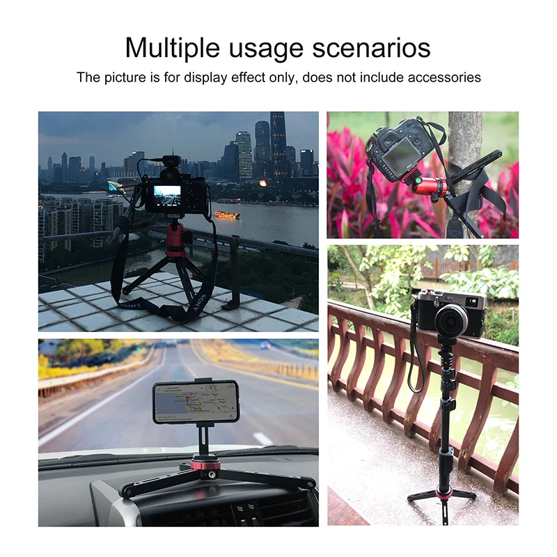 Manbily MT-01 CNC Aluminum DSLR Camera Gimbal Stabilizer Mini Small Desktop Stand Table Top Tripod with 1/4 and 3/8 Screw Mount