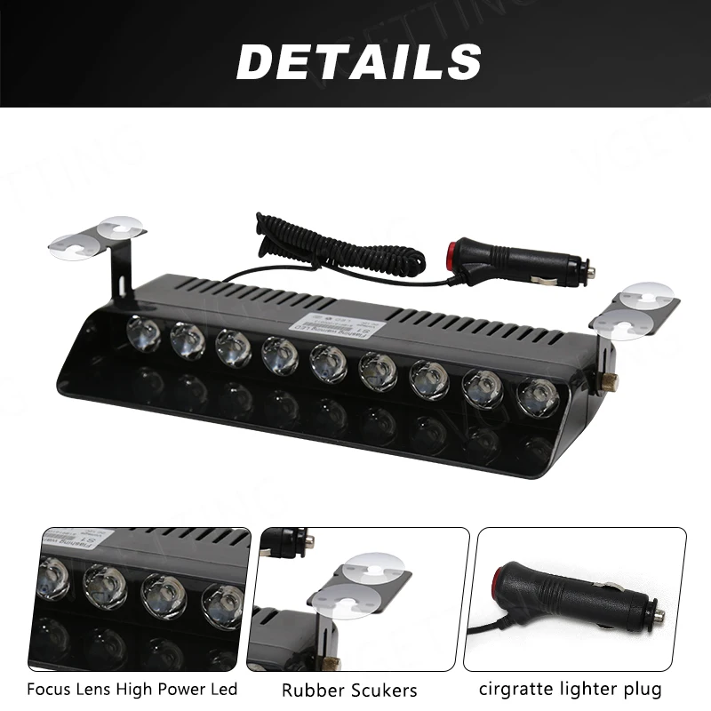 Car Interior Front Windshield Strobe Lights Warning Flashing Beacons Emergency Lamp Auto Accessories Super Bright