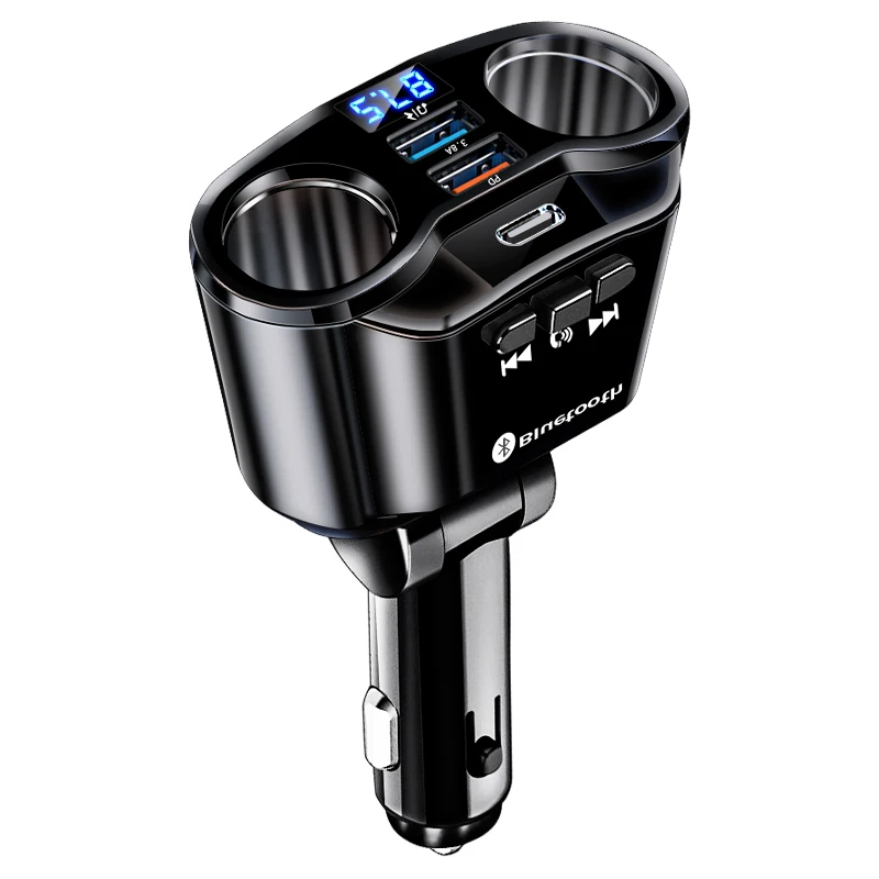 Double End Cigarette Lighter With 3 Jacks And Bluetooth Car Charger To Play Songs Bluetooth Speaker