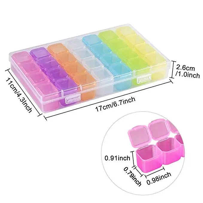 28 Slots Plastic rainbow rose pink purple color Diamond painting beads storage box