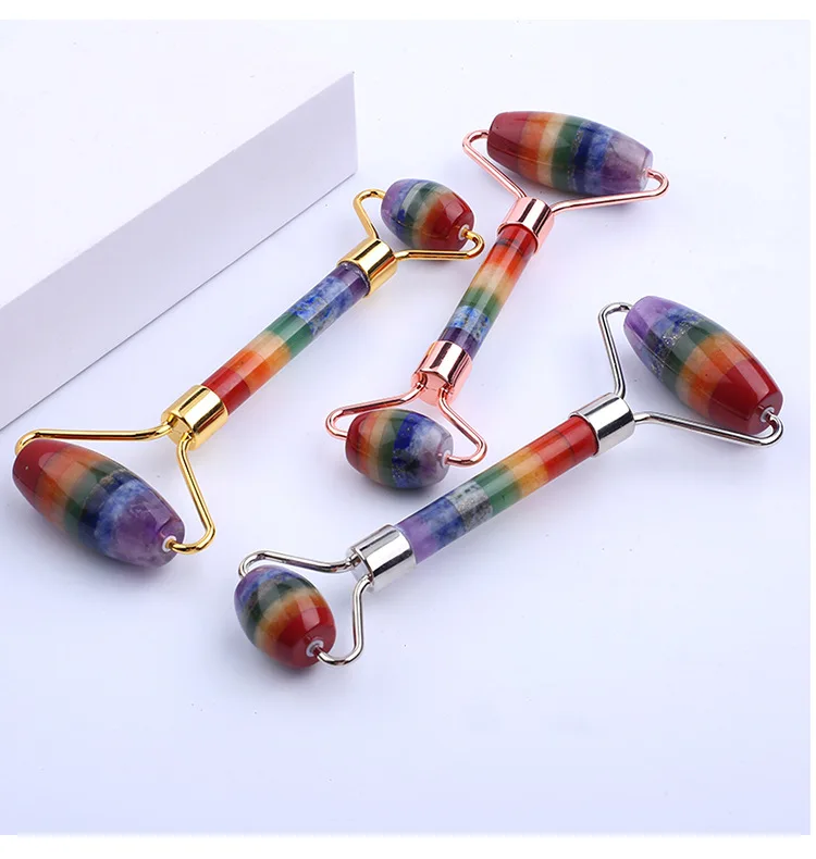 
Manufacturers Support Custom Double Headed Multicolor Jade Facial Roller Massager Anti Aging Slimming Facial Roller Jade 