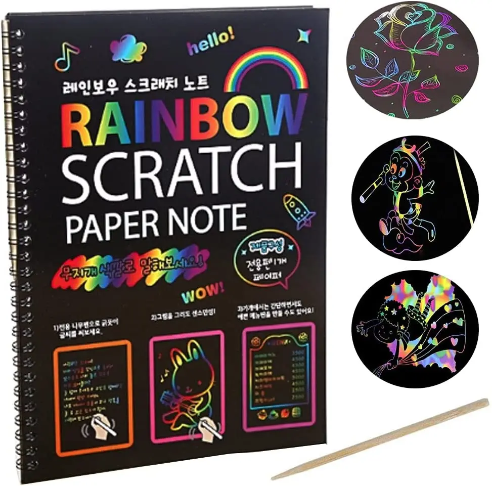 Hot Sale DIY Rainbow Scratch and Sketch Drawing Books 200gsm  for Adults