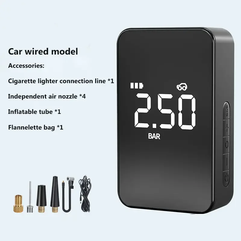 New Update Digital Full Screen Display Automatic Air Compressor 150psi Car Wired Air Supply Electric Car Tire Inflator 12V