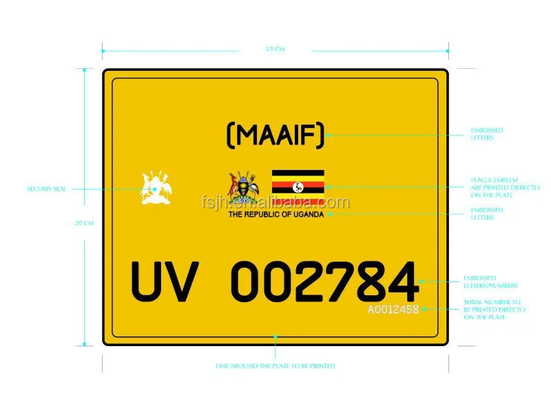 High Quality Embossed Reflective License Plate Africa Car Number Plate