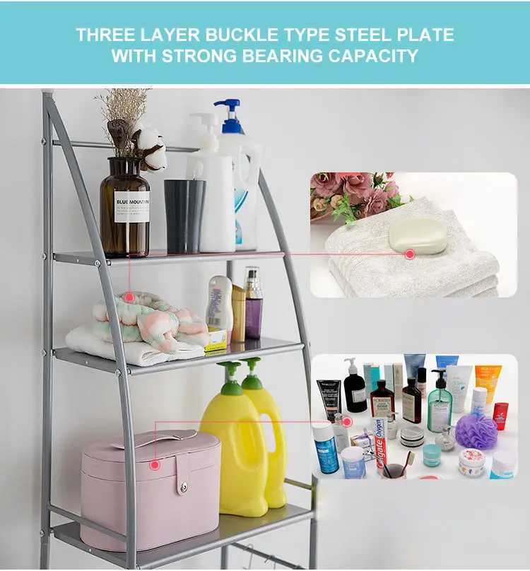 Suoernuo Wholesales 3 Tiers Over Toilet Washing Machine Space Saving Rack Toilet Shelf Rack For Bathroom