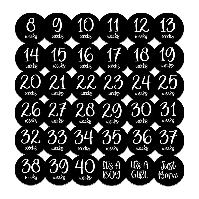 Custom Maternity Keepsake Set of 36 Baby Bump Weekly Photo Sticker Pregnancy Weekly Belly Growth Stickers