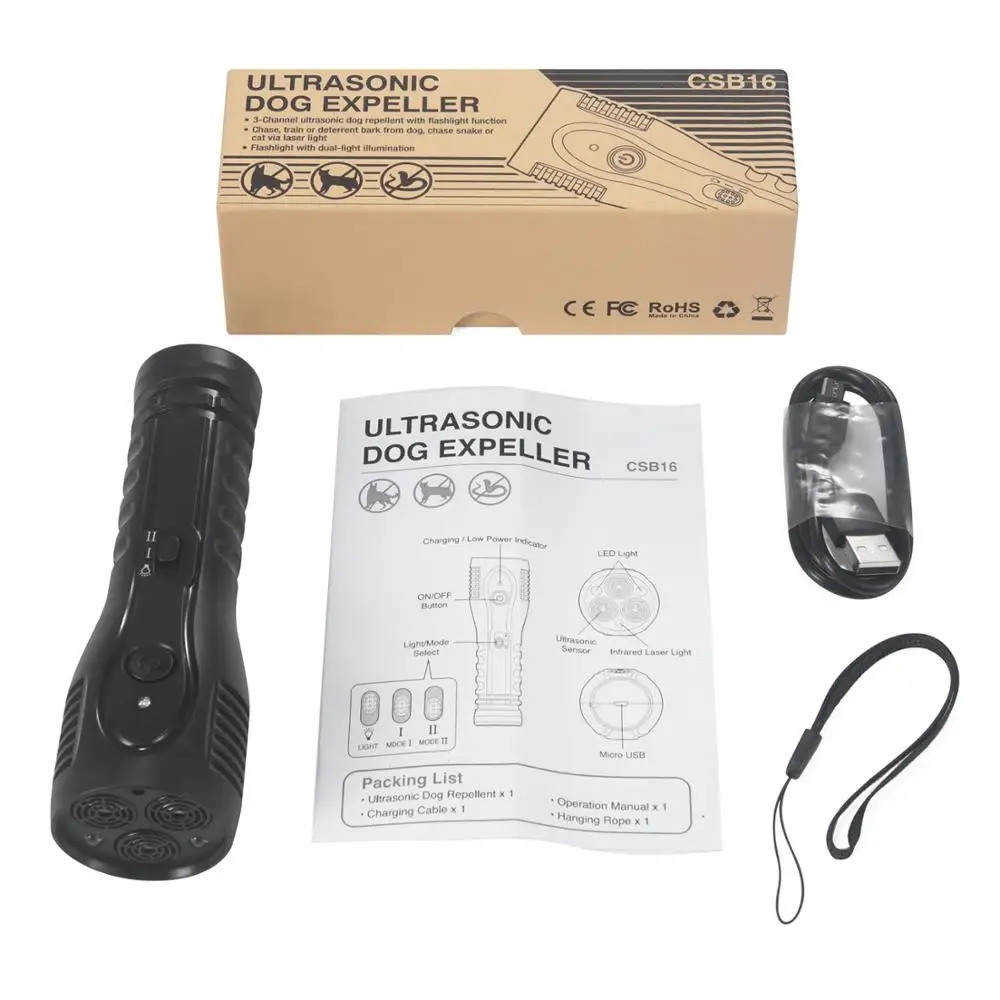 
Anti Barking Stop Bark Pet Dog Bark Deterrents Device Trainer High Quality Ultrasonic Dog Trainer 